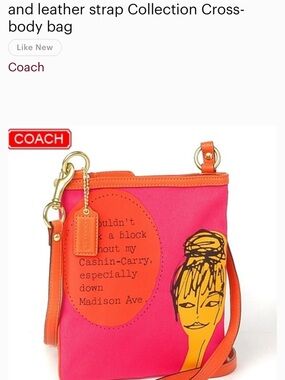 Coach Pink and Orange Crossbody Bonnie collection with kisslock on back
